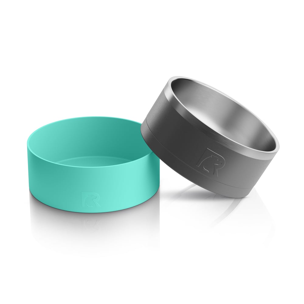 Small 3-In-1 Dog Bowl, Graphite & Sea Glass Image