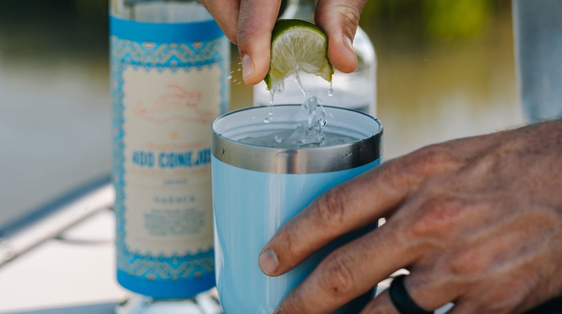 Drink being prepared in an RTIC Essential Tumbler.