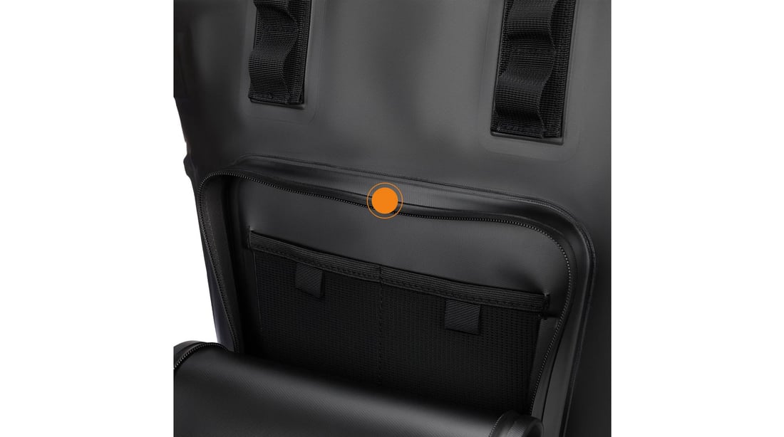 RTIC Summit Waterproof Backpack Cooler Pro features a waterproof exterior pocket.