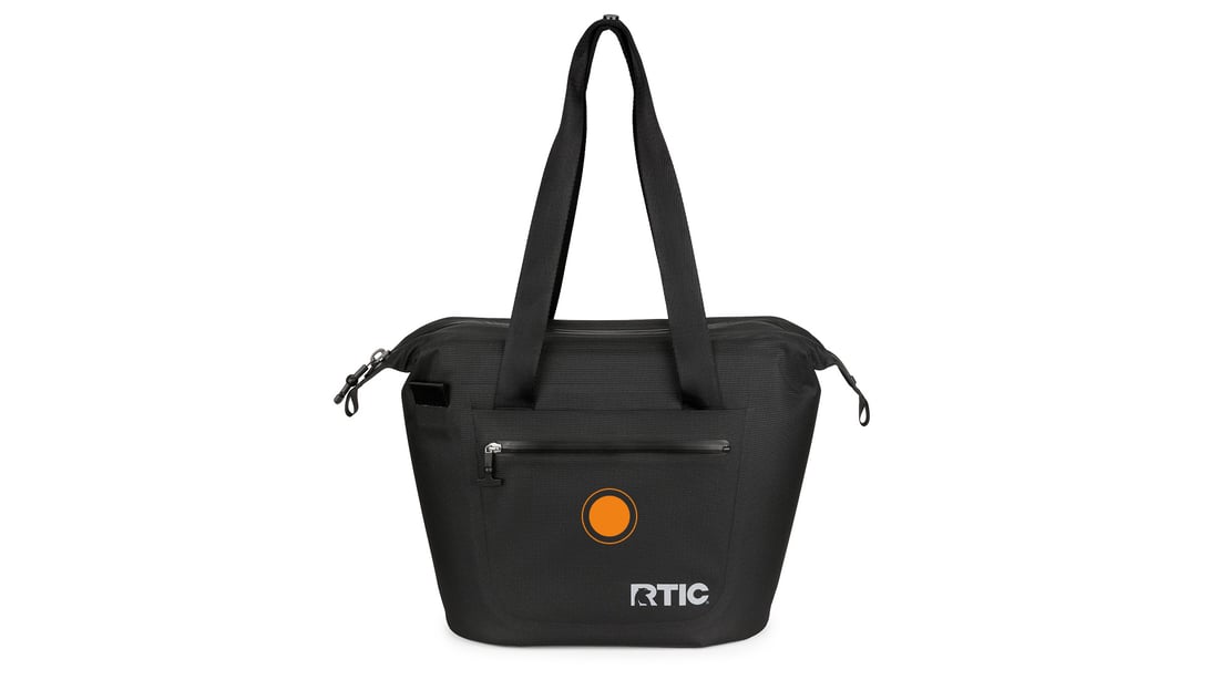 RTIC Marina Waterproof Tote Cooler has a water-resistant exterior pocket.