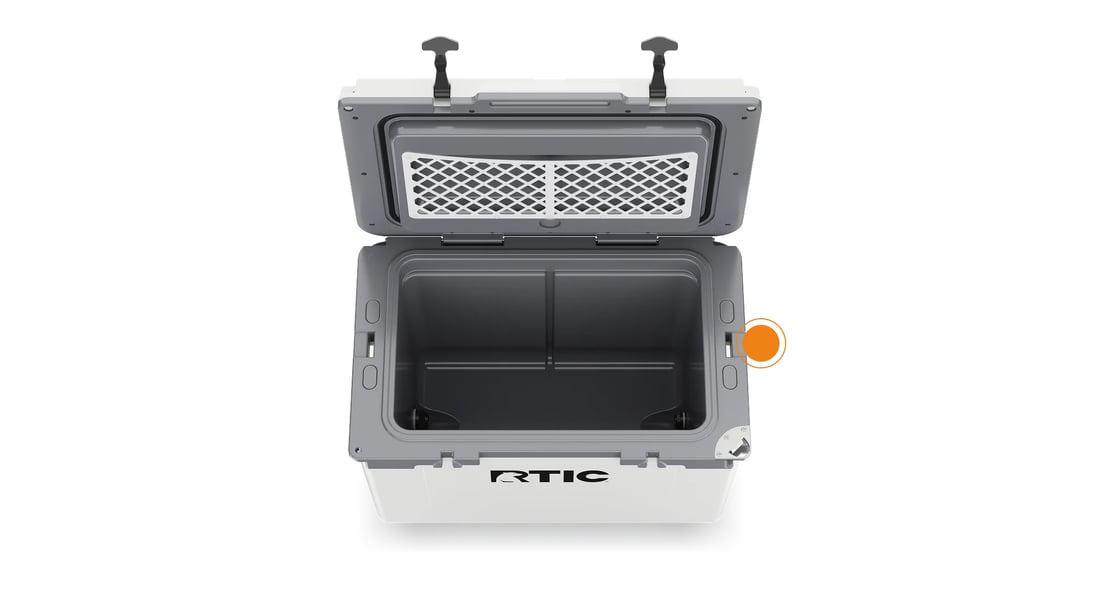 Close up of the tie down slots on the RTIC 52QT Ultra-Light Cooler