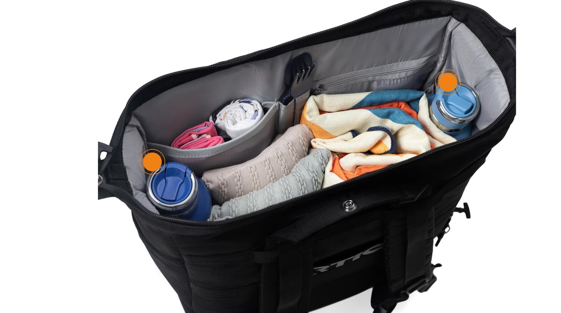 RTIC 2-in-1 Chillout Backpack features internal bottle pockets.