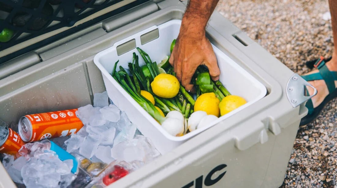 RTIC 45QT Ultra-Tough Cooler with ice, drinks and food