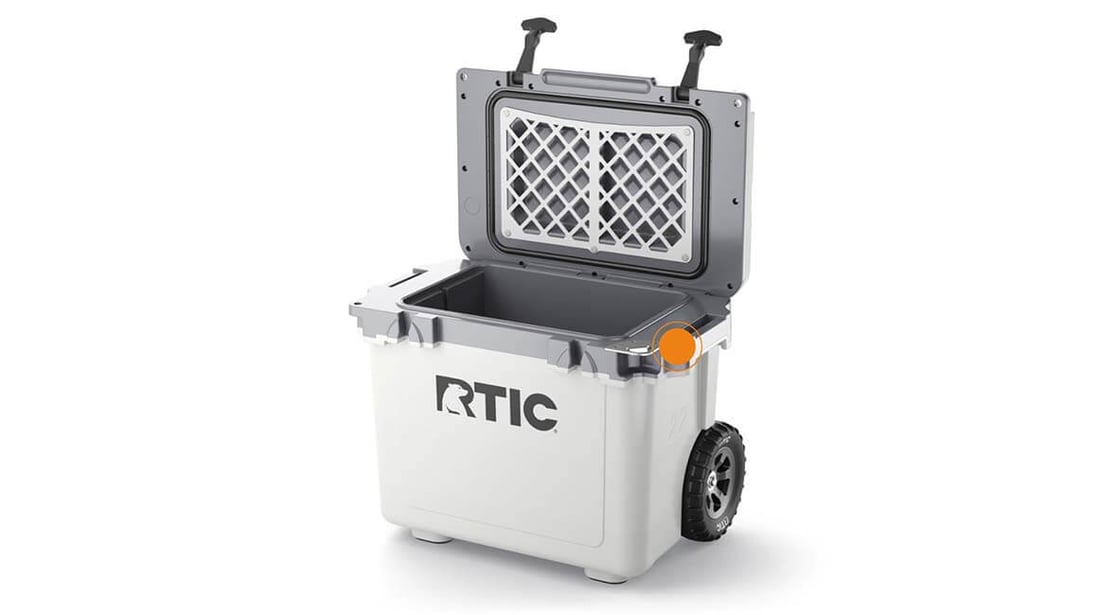Close up of the Built-In Bottle Opener on the RTIC 22QT Ultra-Light Wheeled Cooler