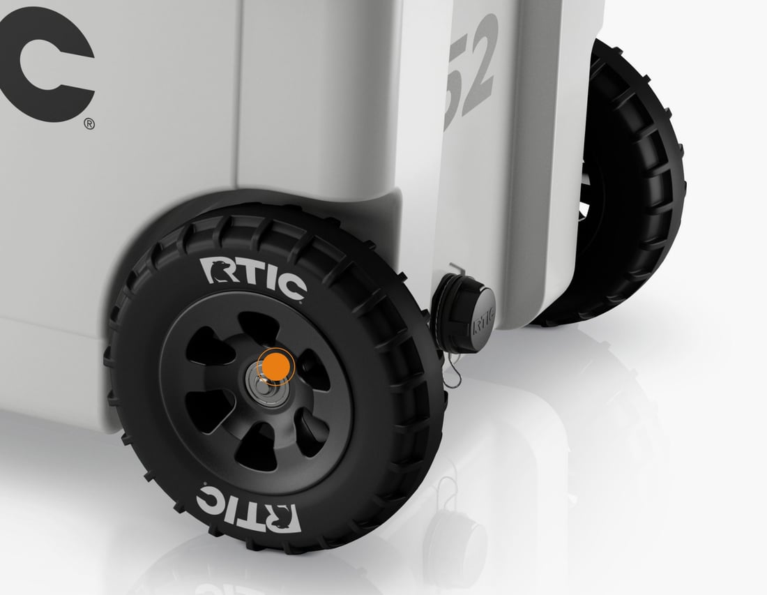 RTIC 52QT Ultra-Light Cooler Wheeled Fully Protected Wheel Axle