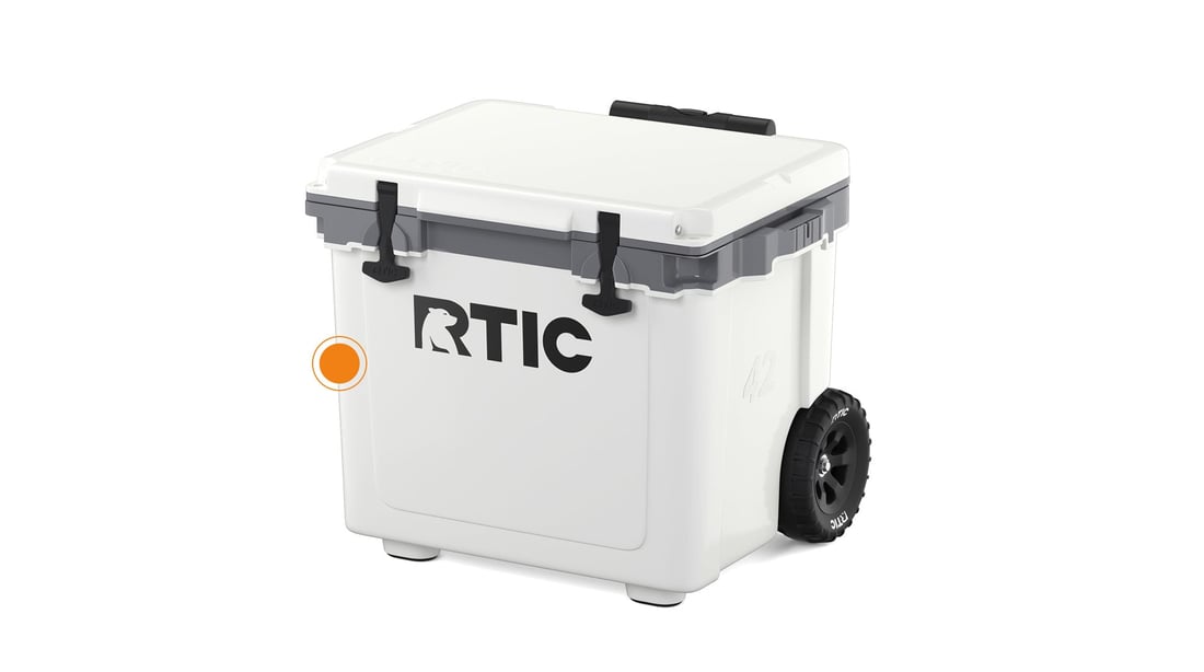 Close up of the Ultra-Light Construction on the RTIC 22QT Ultra-Light Wheeled Cooler
