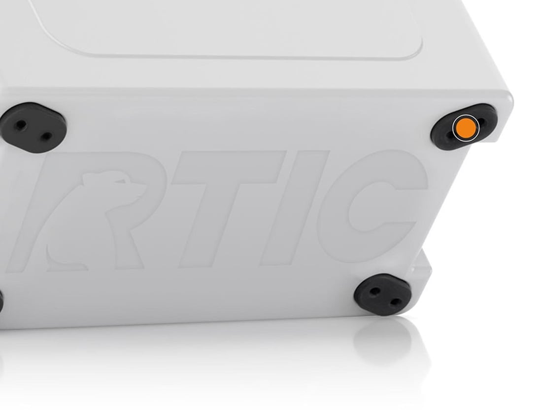 Close up of the rubber feet on the RTIC 52QT Ultra-Light Cooler