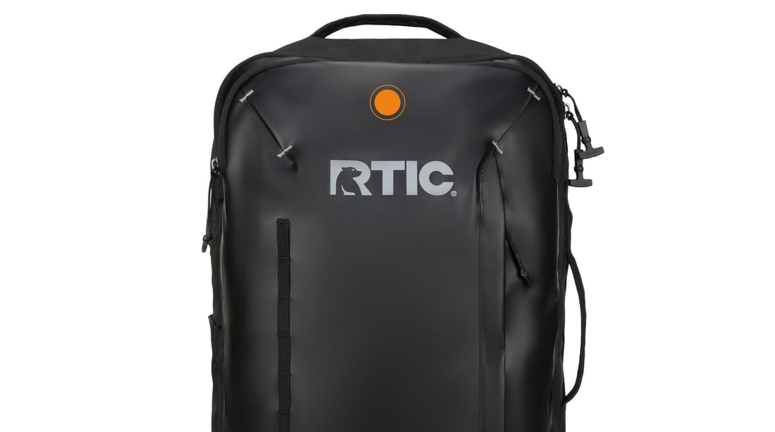 A close-up on the heavy-duty coated fabric on the RTIC Road Trip Travel Pack.