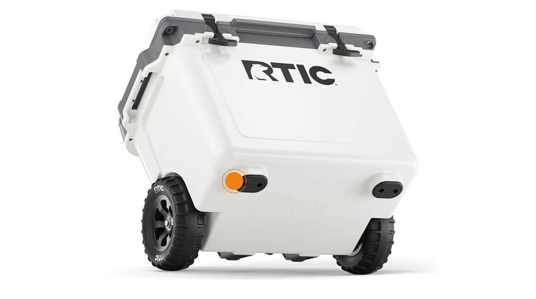 Close up of the Non-Skid Rubber Feet on the RTIC 22QT Ultra-Light Wheeled Cooler