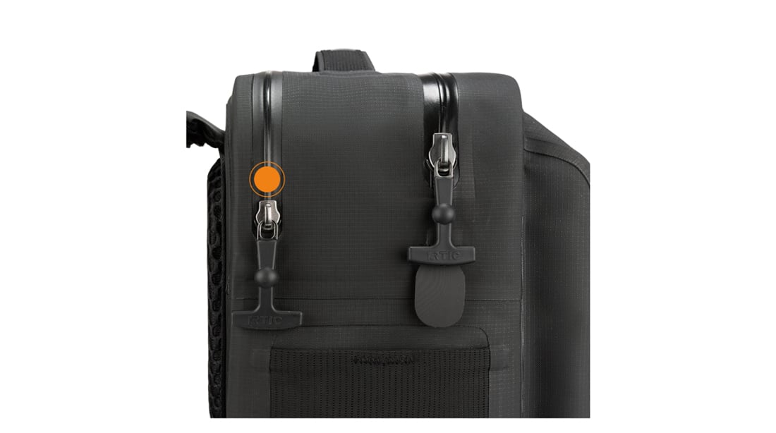 Close up on Ultra-Dry Backpack Zippers
