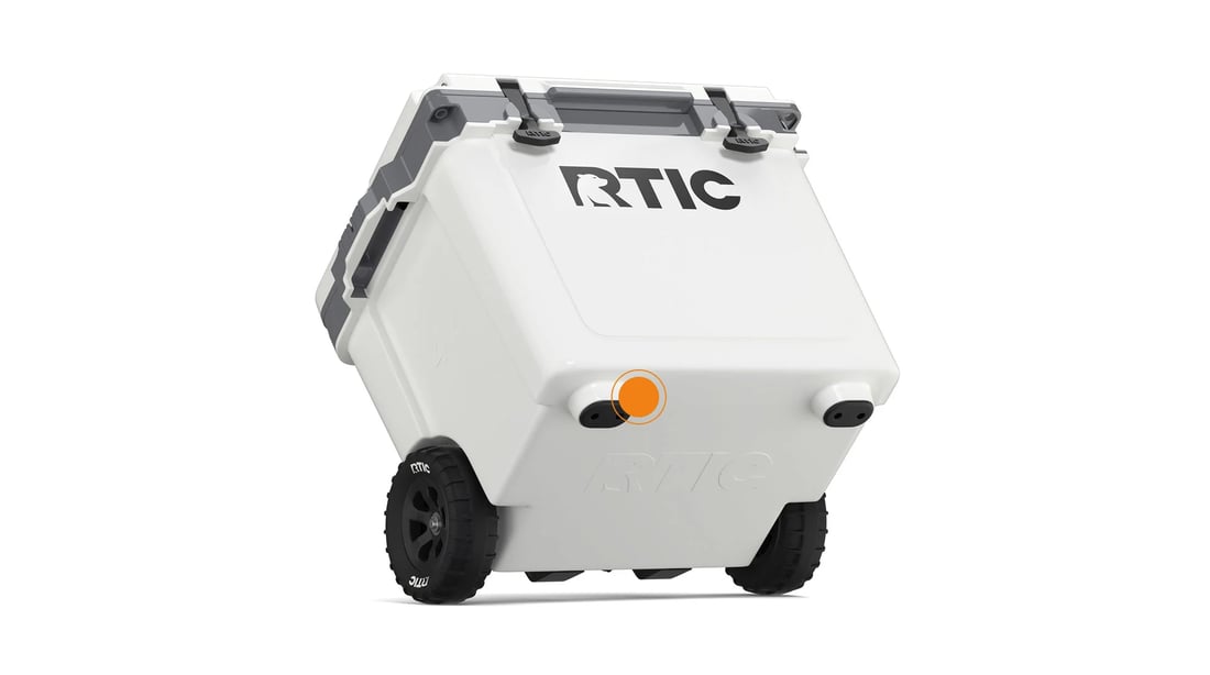 Close up of the Non-Skid Rubber Feet on the RTIC 42QT Ultra-Light Wheeled Cooler