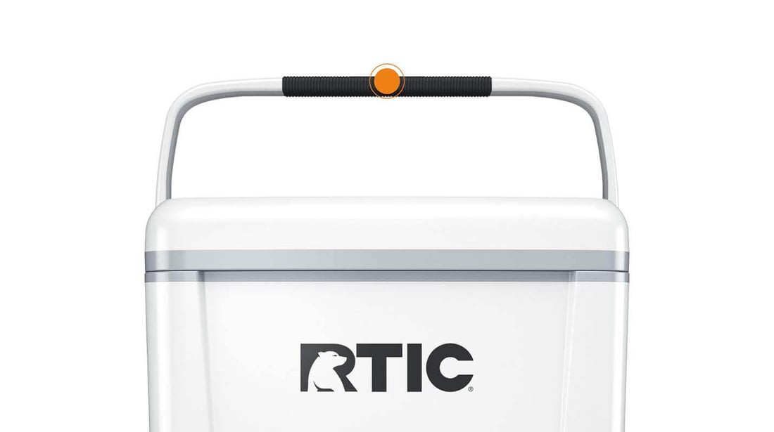 Close up of the Durable Handle on the RTIC Road Trip Personal Cooler