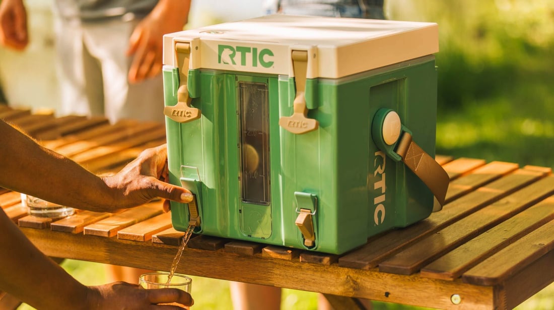 Serving Drinks with the Sage colored Halftime Cooler.