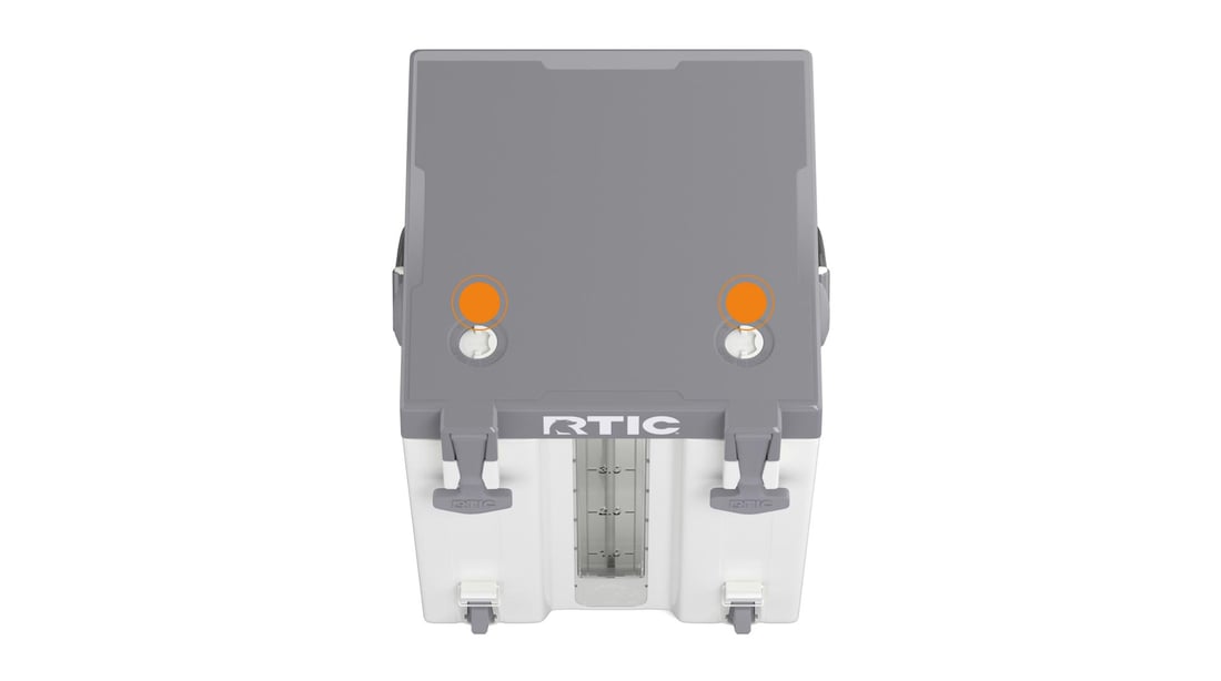 Close up of the Dual Free-Flow Lid Vents located on the top of the Double-Time Water Cooler