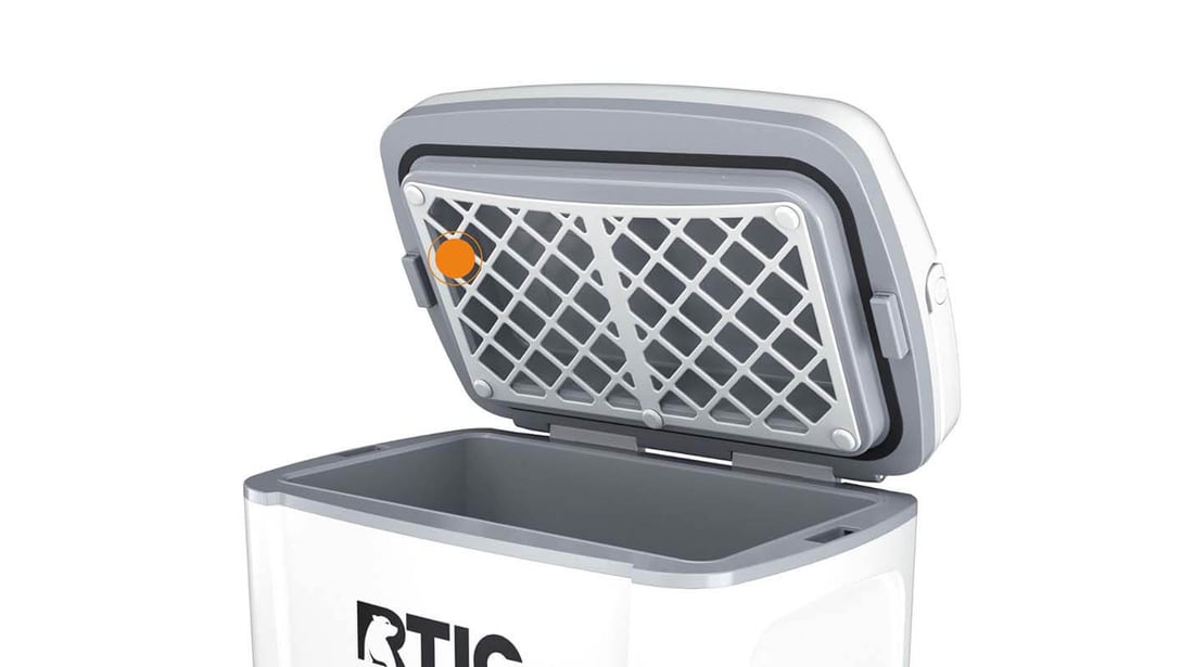 Close up of the Silicone Cargo Net on the RTIC Road Trip Personal Cooler