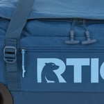 Medium Road Trip Rolling Duffle Bag, Navy & Denim Image