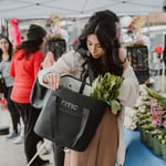 farmers market with small black ultra-tough tote