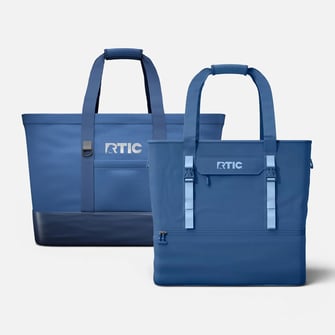 Blue RTIC Everyday Insulated Tote Bag and Blue RTIC 2-in-1 Chillout Tote.