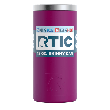 Very Berry Matte 12oz Skinny Can Cooler Front View With Label