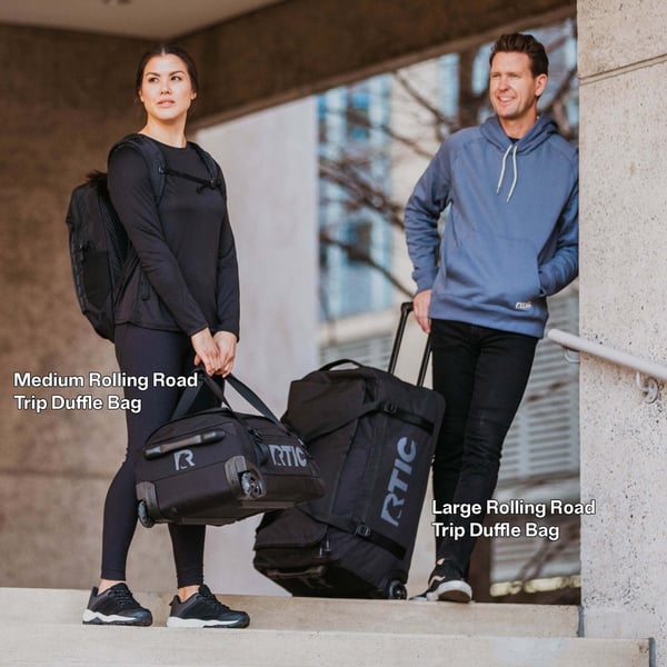 Medium Road Trip Rolling Duffle Bag, Navy & Denim Image
