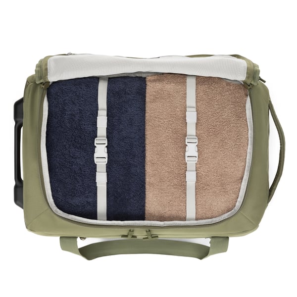 Medium Road Trip Rolling Duffle Bag, Olive & Beach Image
