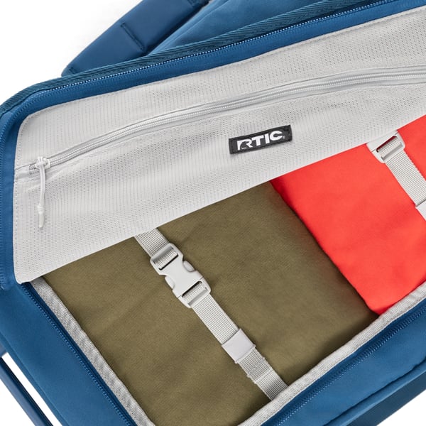 Medium Road Trip Rolling Duffle Bag, Navy & Denim Image