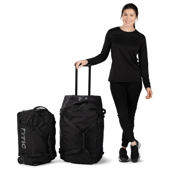 Medium Road Trip Rolling Duffle Bag, Navy & Denim Image
