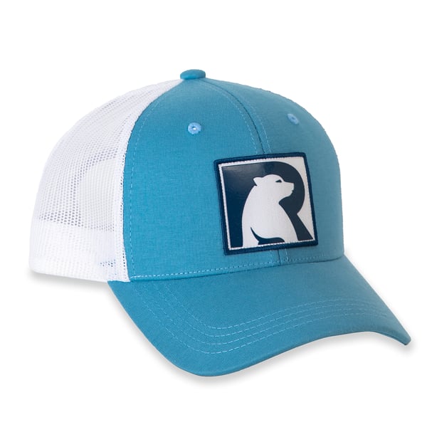 Bear Logo Truckers Hat, Slate Blue / Bone Image