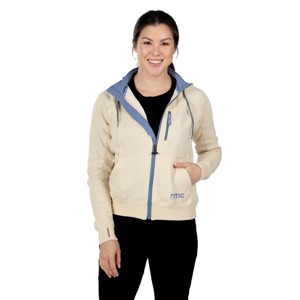 Women's Water-Repellent Full-Zip Hoodie, Bone, M Image