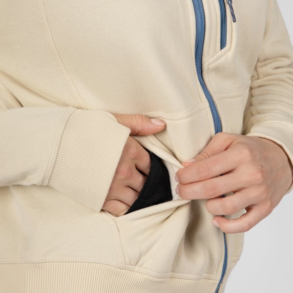 Women's Water-Repellent Full-Zip Hoodie, Bone, M Image
