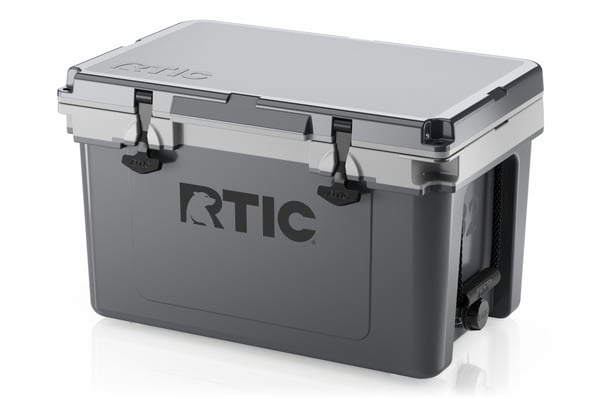 Dark Grey & Cool Grey 32QT Ultra-Light Cooler - Angled Front View