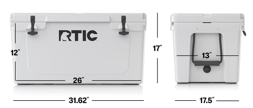 65 QT Ultra-Tough Cooler Dimensions