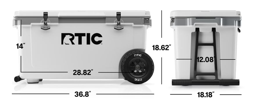 72 QT Ultra-Light Wheeled Cooler dimensions