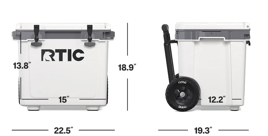 42 QT Ultra-Light Wheeled Cooler dimensions