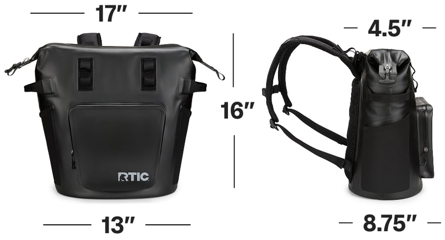 RTIC 24 Can Summit Waterproof Backpack Cooler dimensions