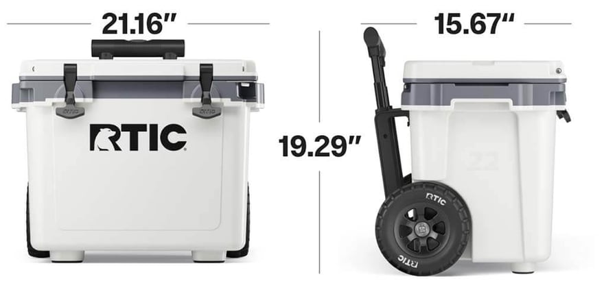 22 QT Ultra-Light Wheeled Cooler dimensions
