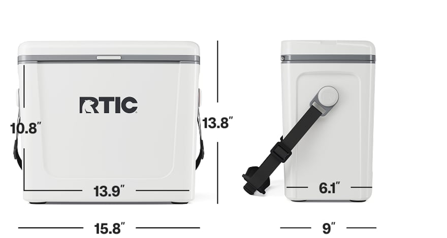 RTIC 16QT Road Trip Cooler dimensions