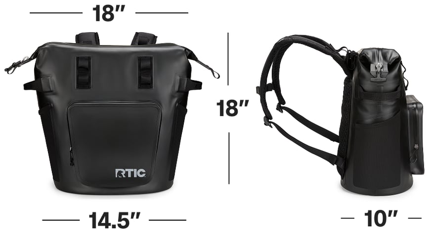 RTIC 36 Can Summit Waterproof Backpack Cooler dimensions