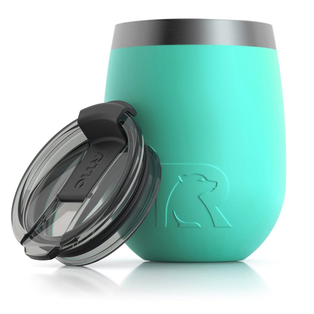 RTIC 10oz Wine Tumbler, Sea Glass, Matte, Stainless Steel & Vacuum Insulated, Flip-Top Lid