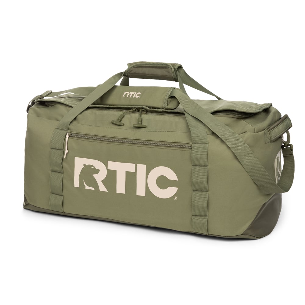 Large Road Trip Duffle Bag, Olive & Beach Image