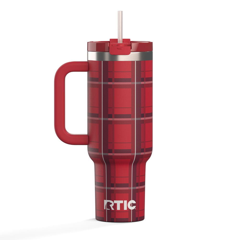 40oz Road Trip Tumbler, Red Plaid Image