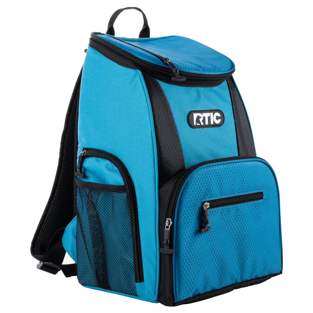 15 Can Lightweight Backpack Cooler, Light Blue & Black, Adjustable Straps, Padded