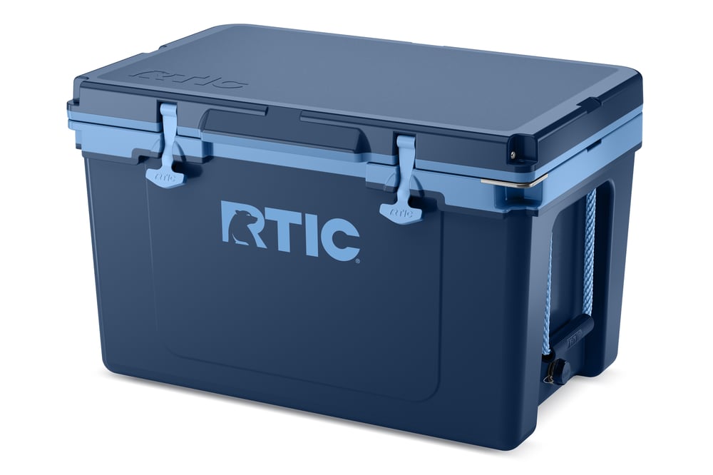 RTIC 52 Quart Ultra-Light Hard Cooler, Navy & Denim, Lightweight, Heavy Duty Rope Handles, T-Latch Closure