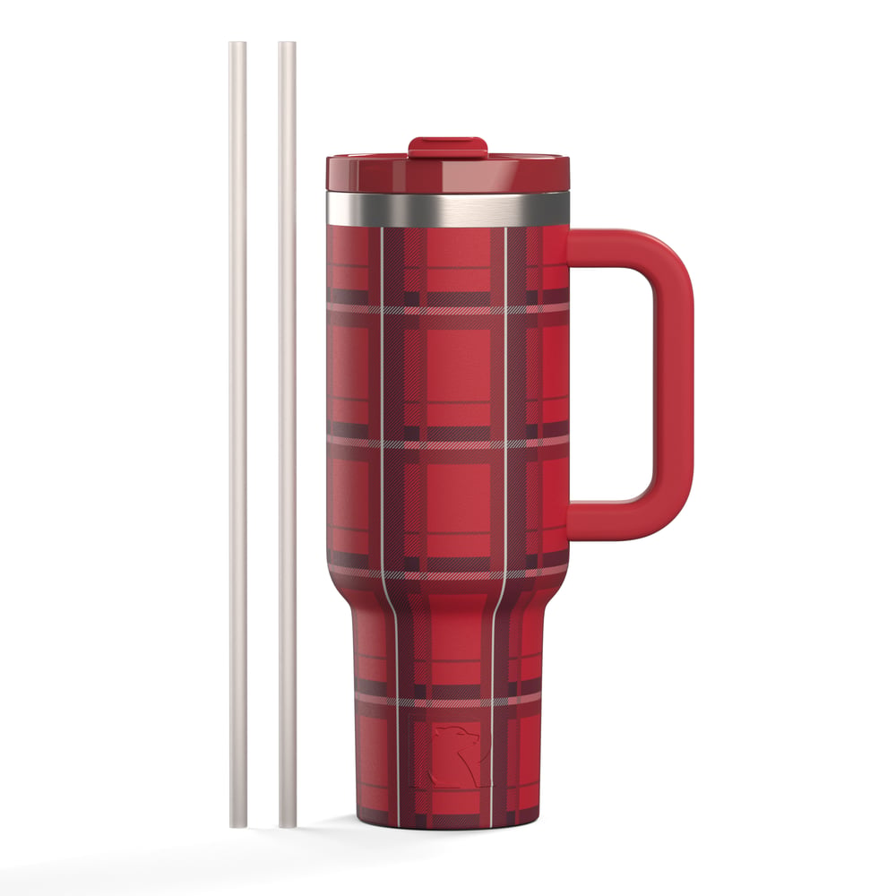 40oz Road Trip Tumbler, Red Plaid Image