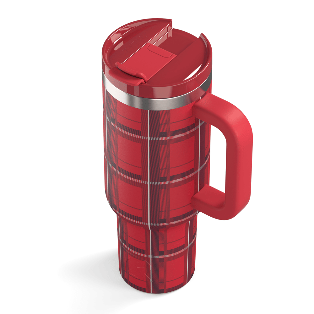 40oz Road Trip Tumbler, Red Plaid Image