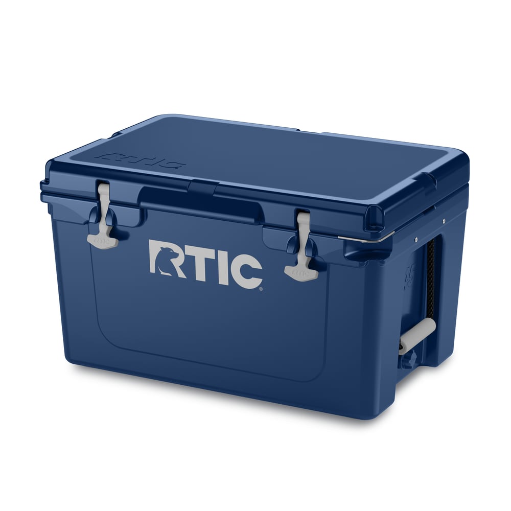 45 QT Ultra-Tough Cooler, Navy, Heavy Duty Rope Handles, T-Latch Closure