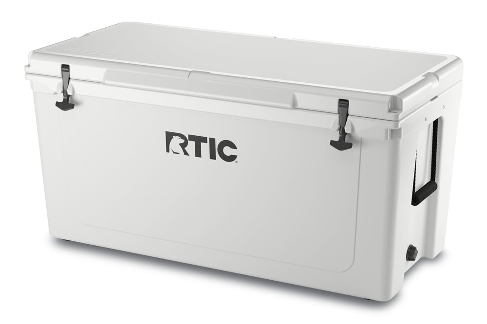 145 QT Ultra-Tough Cooler, White, Heavy Duty Rope Handles, T-Latch Closure