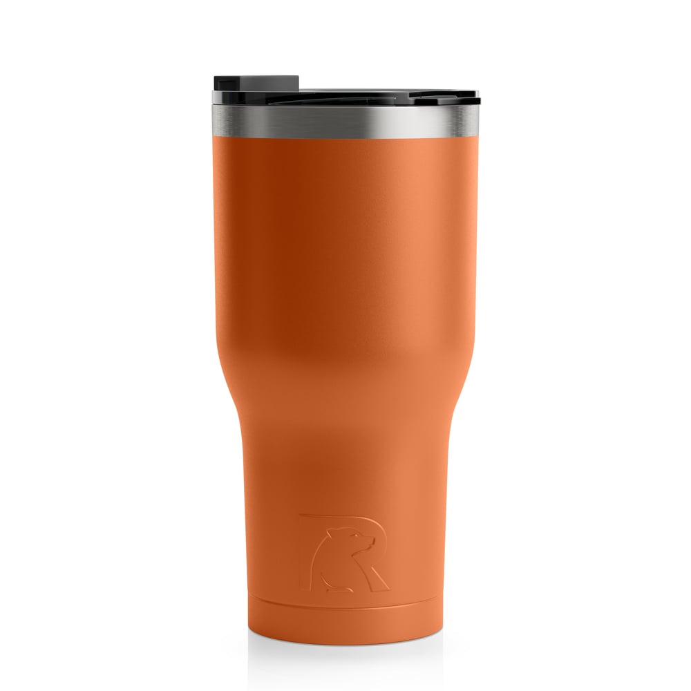 RTIC 30oz Tumbler, Dark Orange, Matte, Stainless Steel & Vacuum Insulated, Flip-Top Lid