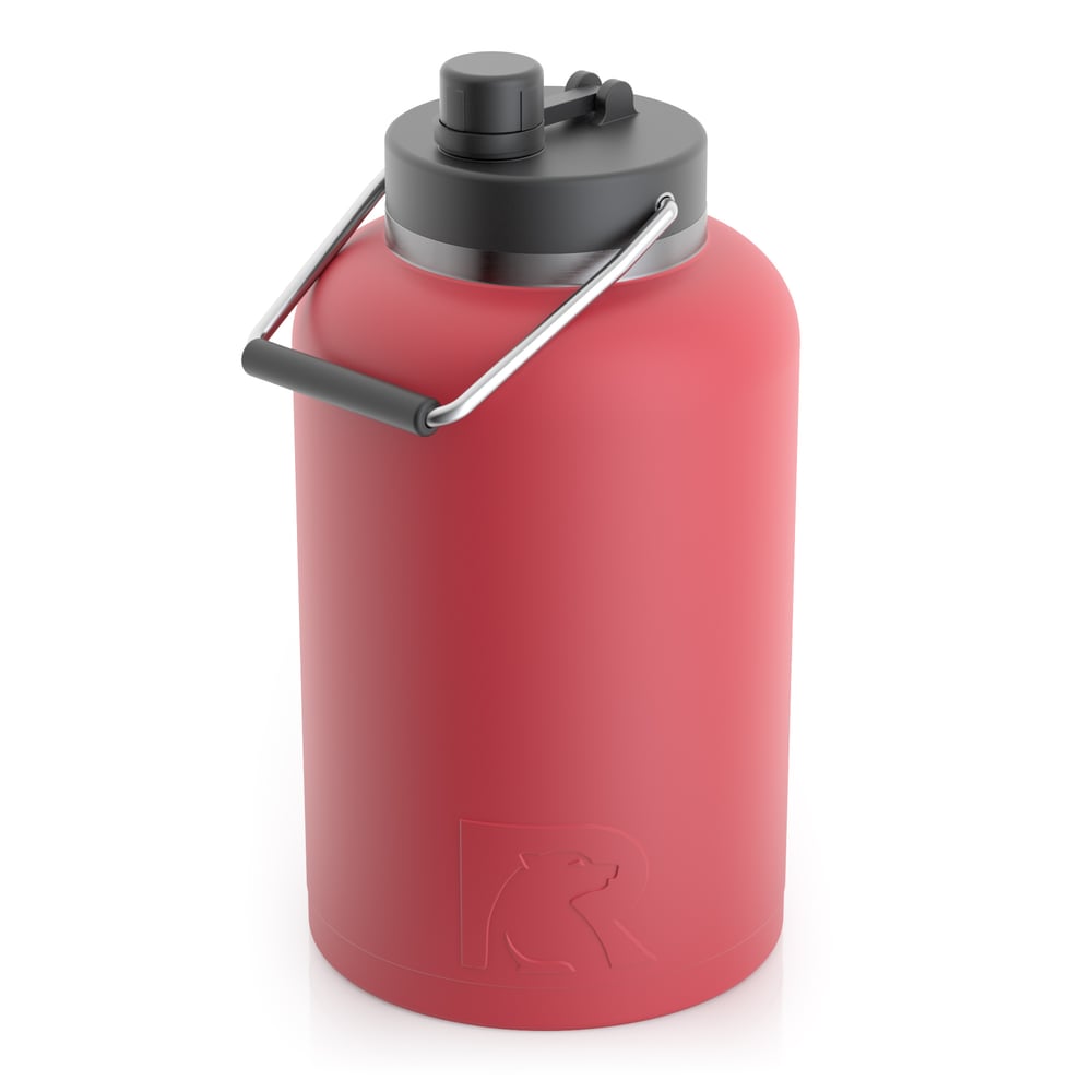 RTIC One Gallon Jug, Brick, Matte, Stainless Steel & Vacuum Insulated, Flip-Top Lid