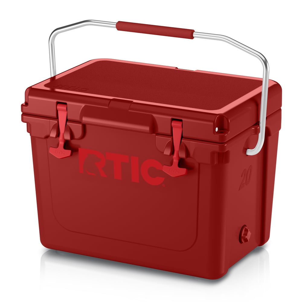 20 QT Ultra-Tough Cooler, Black Cherry, Heavy Duty Stainless Steel Handle, T-Latch Closure